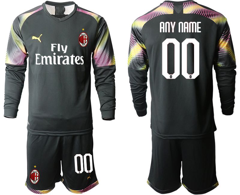 Men 2019-2020 club AC milan black goalkeeper Long sleeve customized Soccer Jerseys